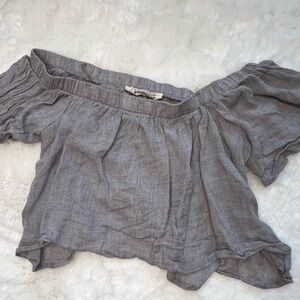 Grey and thin off the shoulder top size medium